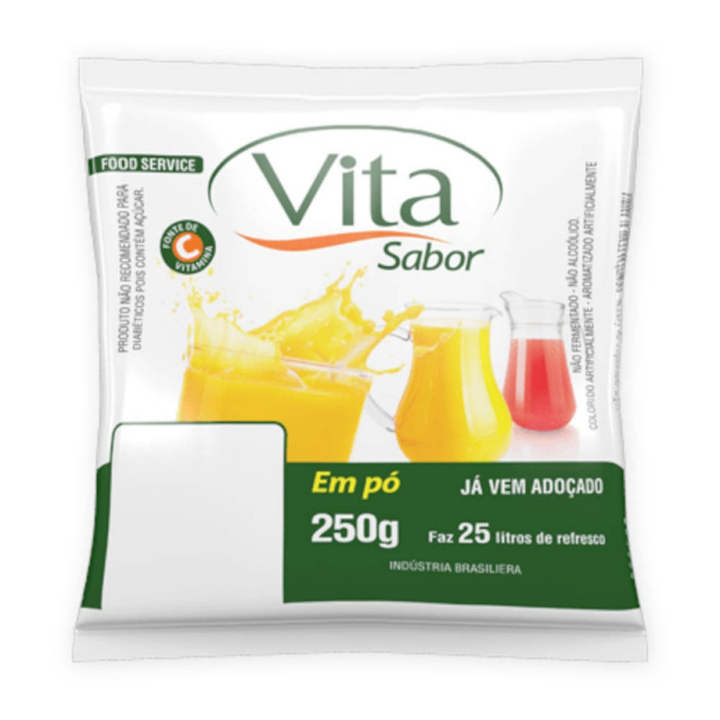 Refresco em Pó Concentrado VitaSuco 250g Sabor Morango (faz 25 litros)