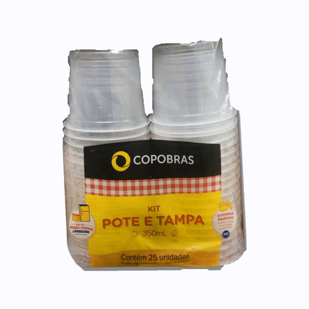 POTE PLASTICO COPOBRAS C/ TAPA 350ML C25 - Sansei