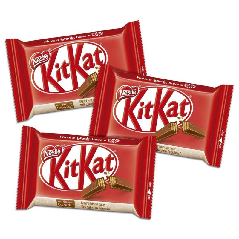 Wafer com Recheio e Cobertura de Chocolate ao Leite Nestlé Kitkat 41,5g